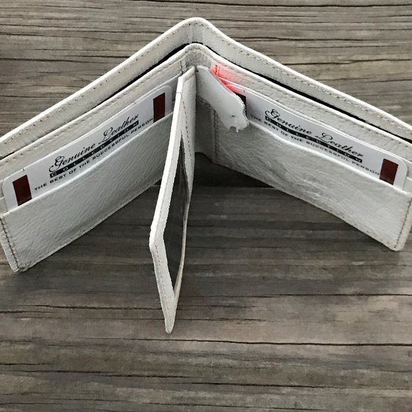 Father day Wallet White Real Leather Photo ID Hold - Picture 9 of 10